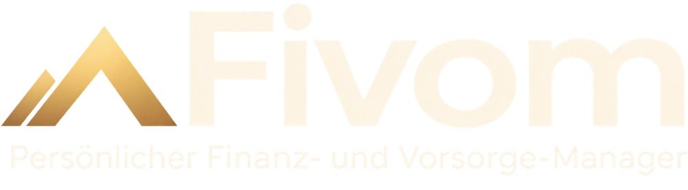 Fivom – Persönlicher Finanz- und Vorsorge-Manager, mit goldenem Bergsymbol und hellem Schriftzug